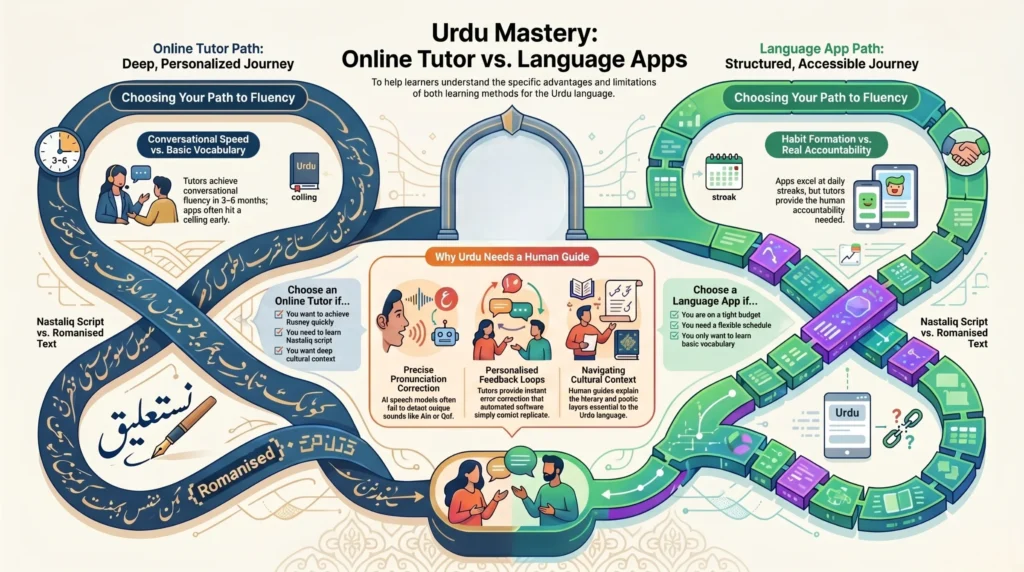 Online Urdu Tutor vs Language Apps
